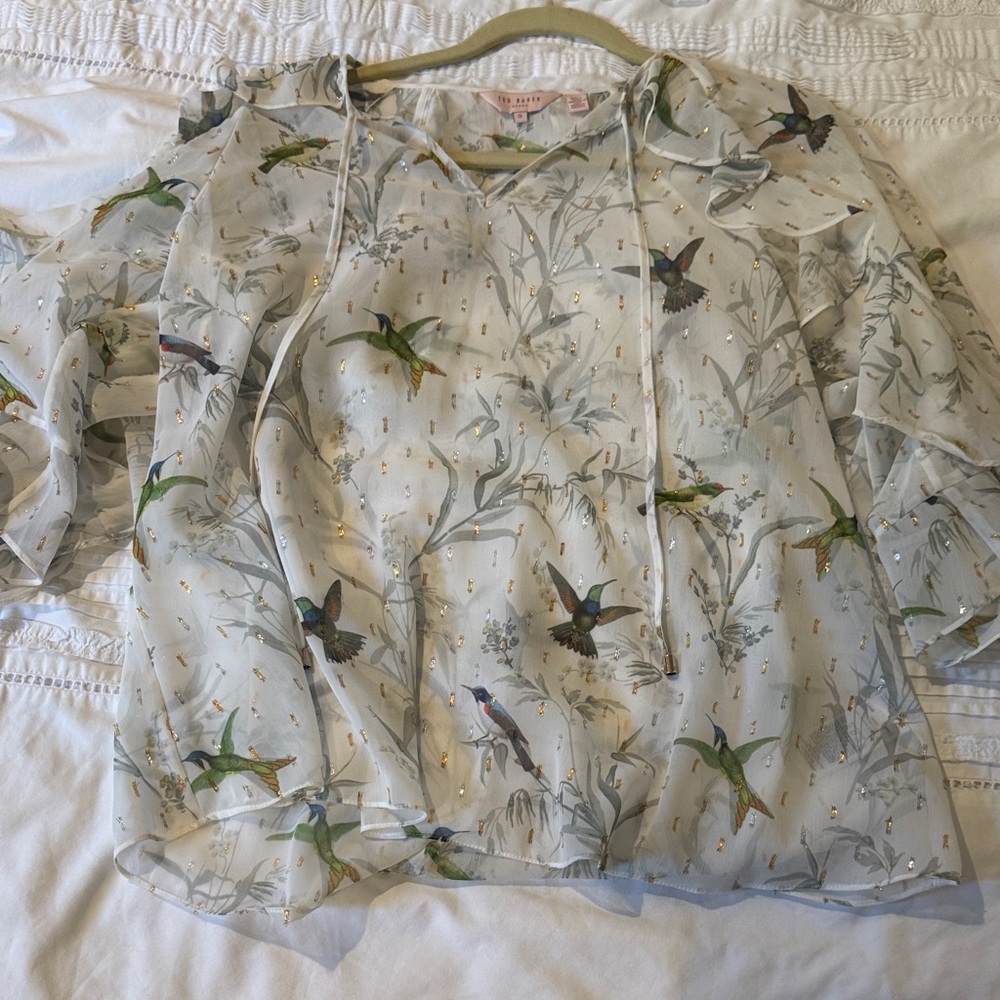 Ted Baker Sheer Blouse with Bird Design